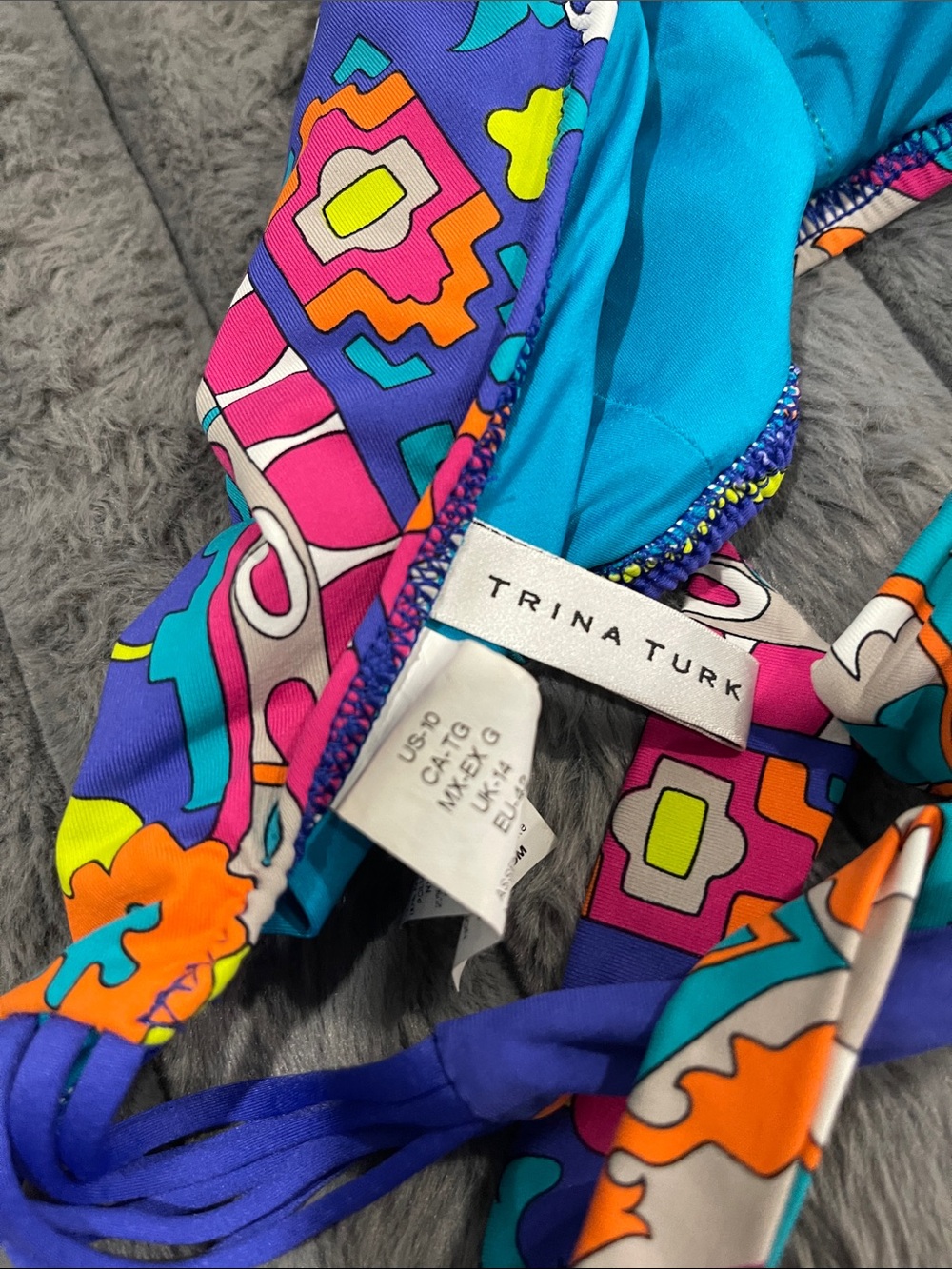 Trina Turk Vibrant Floral Tie-Halter Bikini — Blue, Orange & Purple - Picture 4 of 7